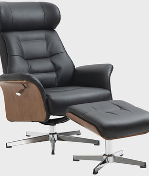 Luxe Relaxfauteuil met Voetenbank, Verstelbare Rugleuning en Hoofdsteun - Zwart