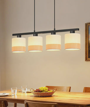 Vintage Hanglamp 4-Lichts E27 Stof met Verstelbare Hoogte voor Eetkamer, Woonkamer of Keuken