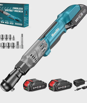 SEESII 21V Accu Ratelsleutel 3/8" 90Nm - Krachtig Elektrisch Gereedschap voor Autoreparatie met 2 Li-Ion Accu's