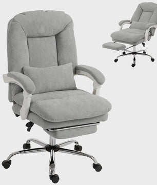 Ergonomische bureaustoel Velours Grijs met Lendesteun en Voetensteun