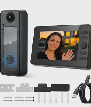 Draadloze Videodeurbel met 4.3'' Scherm - HD Beeld, Tweeweg Audio & Nachtzicht - Geen WiFi Nodig