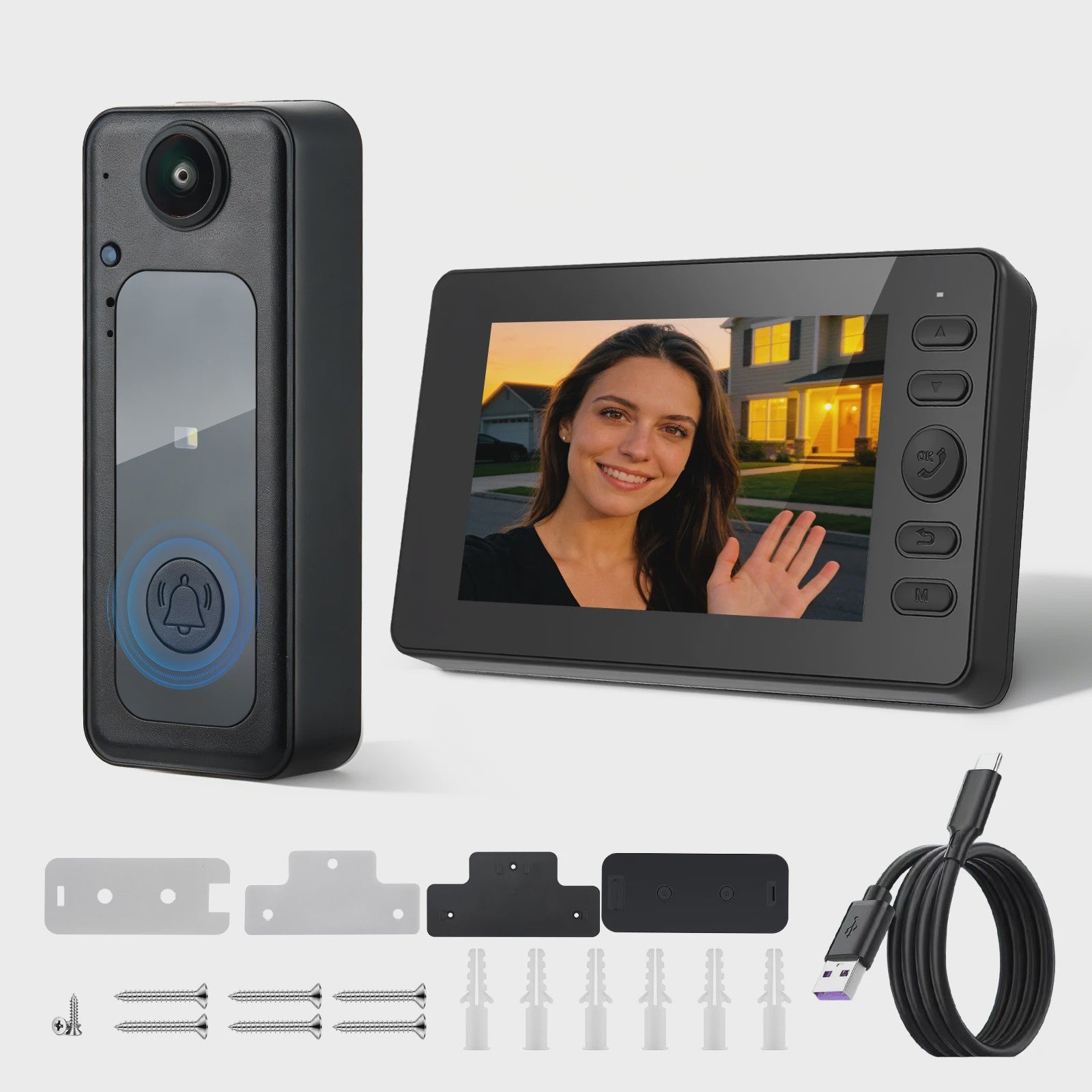 Draadloze Videodeurbel met 4.3'' Scherm - HD Beeld, Tweeweg Audio & Nachtzicht - Geen WiFi Nodig