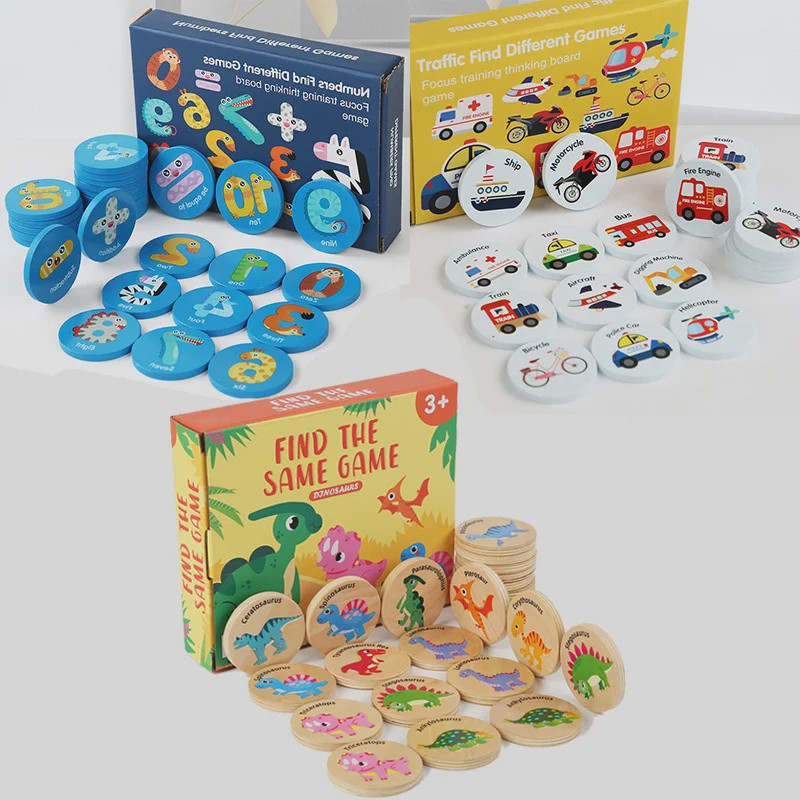Houten Dinosaurussen Memory Spel - Educatief Cognitief Speelgoed voor Kinderen