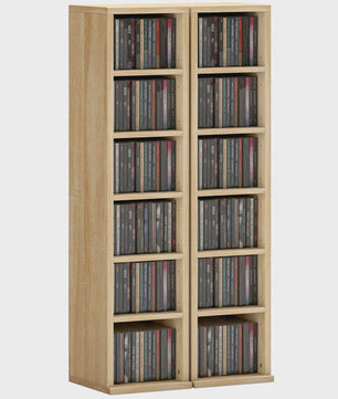 HOMCOM Set van 2 Houten Opbergkasten voor CD/DVD - Eiken Kleur