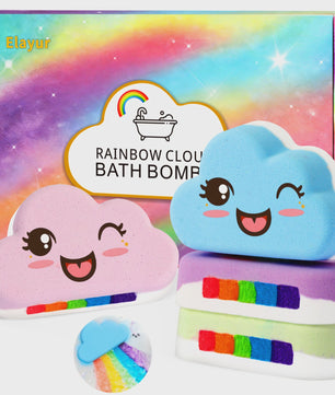 Regenboog Badbommen Set voor Kinderen - Handgemaakt, 4 Stuks, Cadeau voor Meisjes en Jongens