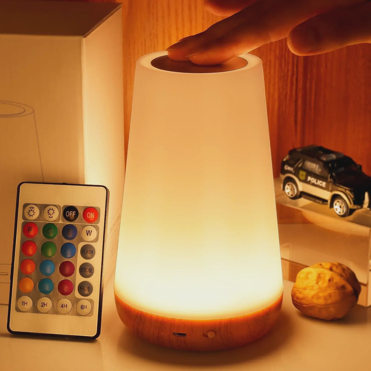 Draagbare Nachtlamp RGB Kleurrijk met Afstandsbediening & Touch Bediening - USB Oplaadbaar