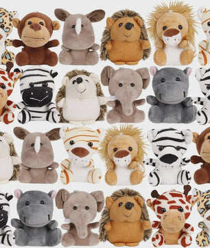 Knuffel Safari Dieren Set - 12cm Mini Pluche Speelgoed voor Feestjes, Cadeautjes & Kinderen