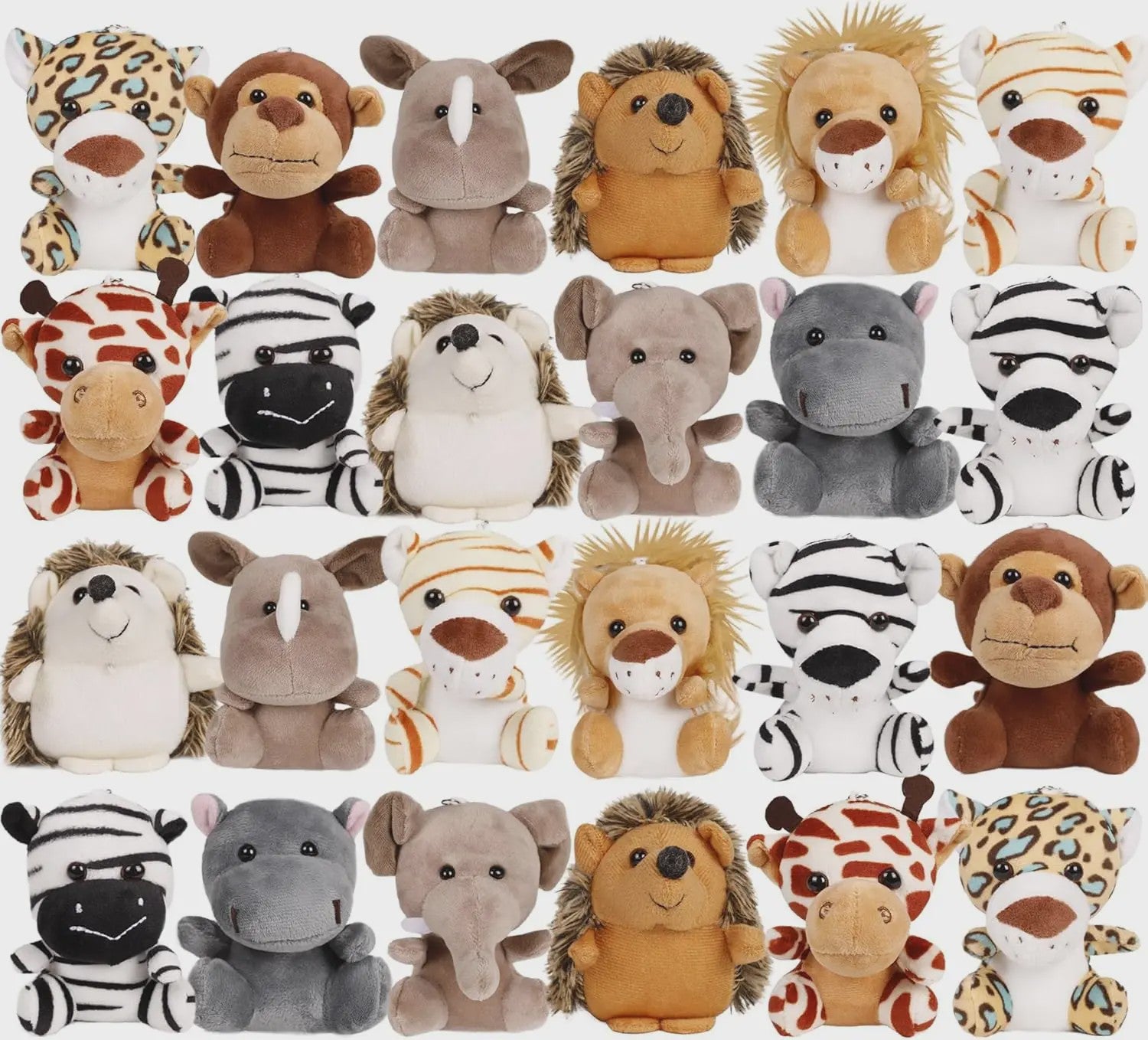 Knuffel Safari Dieren Set - 12cm Mini Pluche Speelgoed voor Feestjes, Cadeautjes & Kinderen