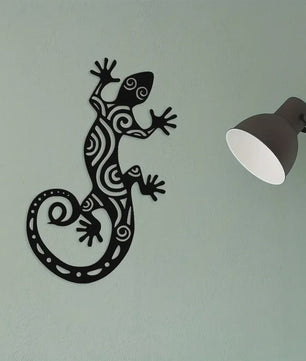 Metalen Gekko Wanddecoratie - Stijlvolle Hagedis Muurkunst voor Woonkamer & Slaapkamer