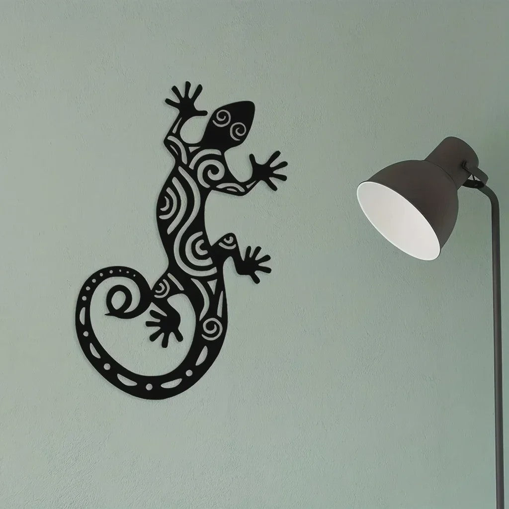 Metalen Gekko Wanddecoratie - Stijlvolle Hagedis Muurkunst voor Woonkamer & Slaapkamer