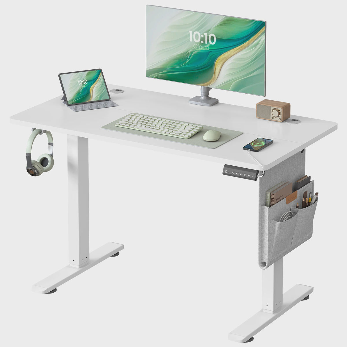 SONGMICS Elektrisch Inhoogte Verstelbaar Bureau 100x60 cm met USB-C en Memory Functie