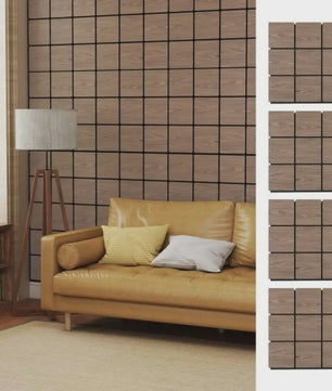4-Pack Akoestische Wandpanelen met Houten Vlakken - Geluidsisolatie 62x62 cm