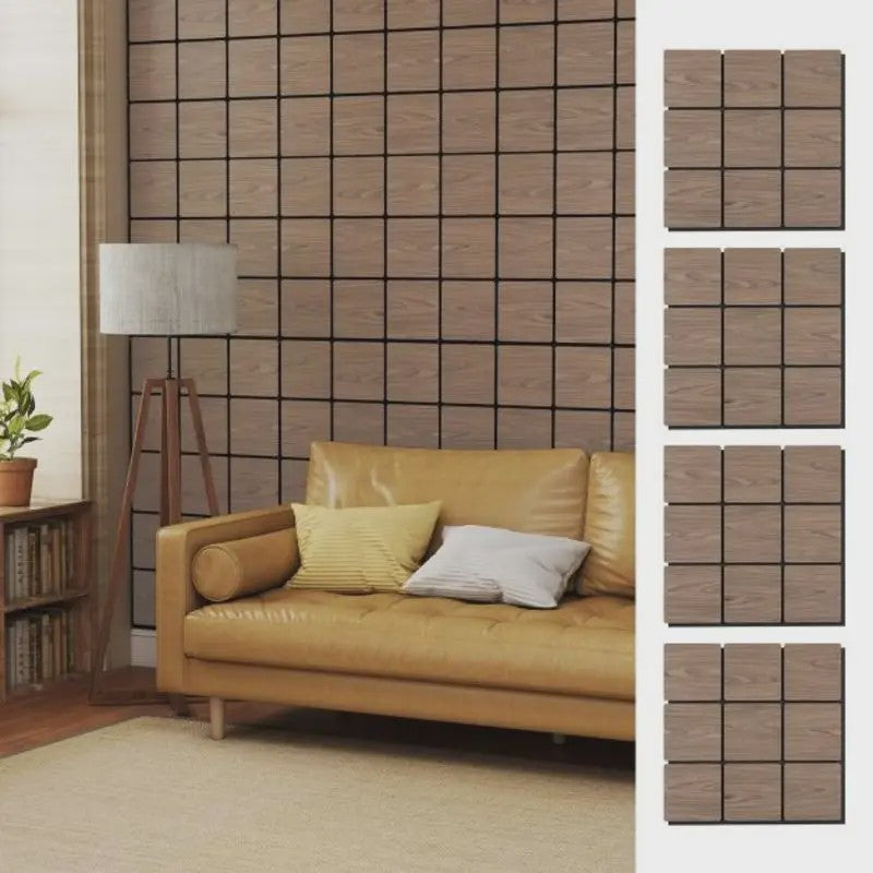 4-Pack Akoestische Wandpanelen met Houten Vlakken - Geluidsisolatie 62x62 cm