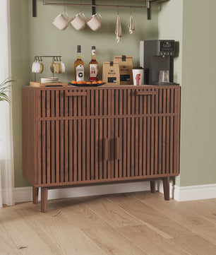 Mid-Century Houten Buffetkast met 2 Lades en 2 Deuren - Stijlvolle Console voor Woonkamer of Hal
