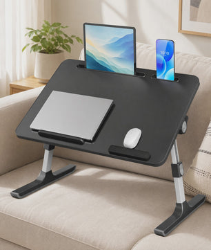 Verstelbare Laptoptafel voor Bed & Bank - Inklapbaar, Met Tablet/Telefoonhouder