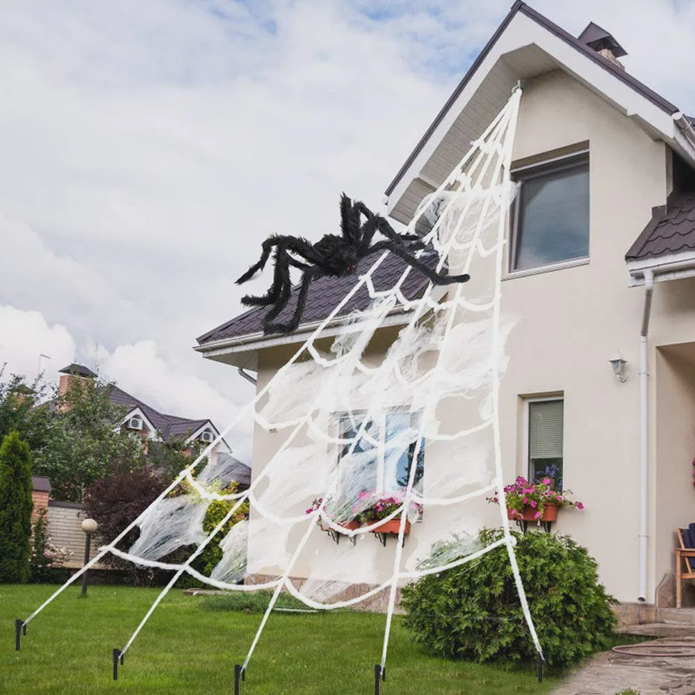 Grote Halloween Spinnenweb Decoratie met Pluche Spin (5m)