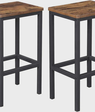 Set van 2 Krukken VASAGLE - Rustiek Hout & Zwart Metaal - 120kg Draagkracht