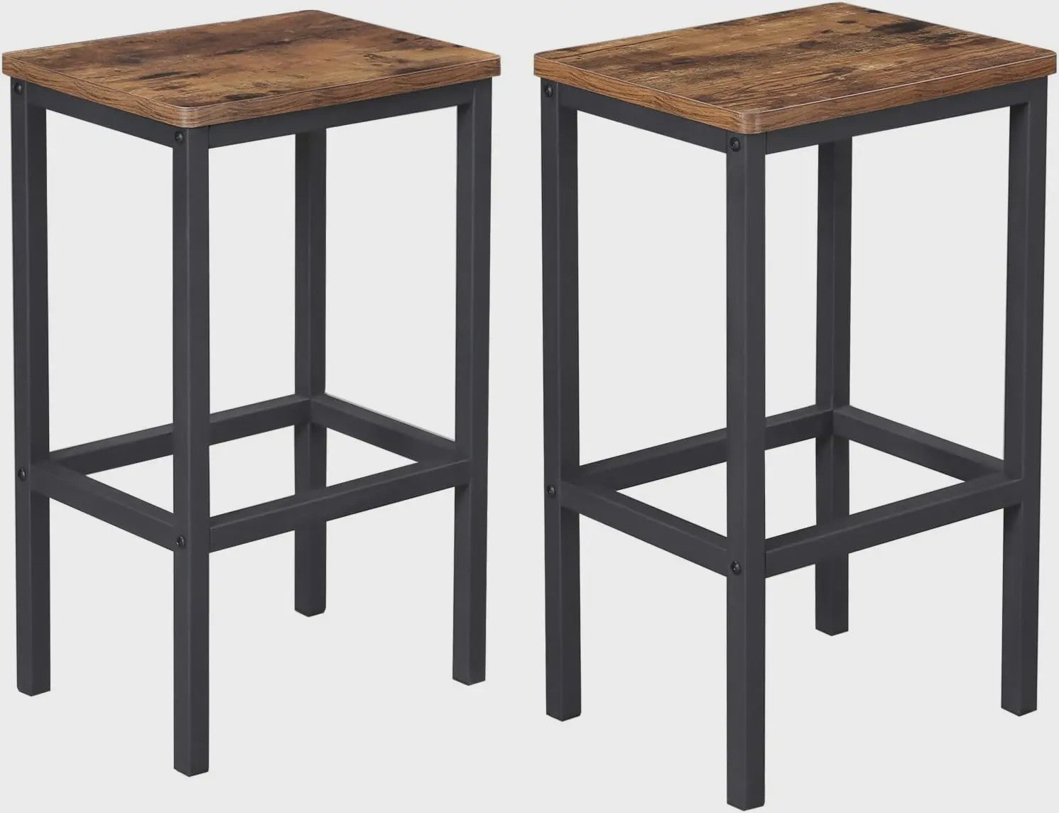 Set van 2 Krukken VASAGLE - Rustiek Hout & Zwart Metaal - 120kg Draagkracht