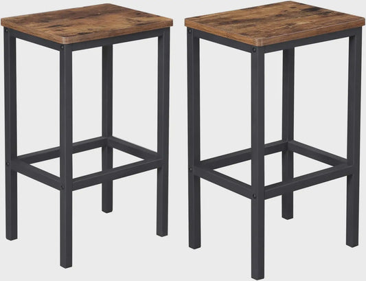 Set van 2 Krukken VASAGLE - Rustiek Hout & Zwart Metaal - 120kg Draagkracht