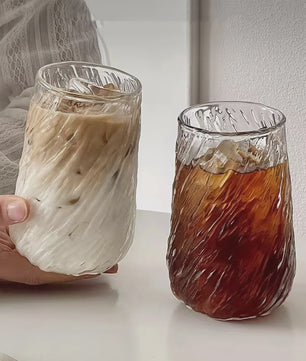 Stijlvol 400ML Glazen Mok met Draaiend Design - Perfect voor Koffie, Thee & IJskoffie