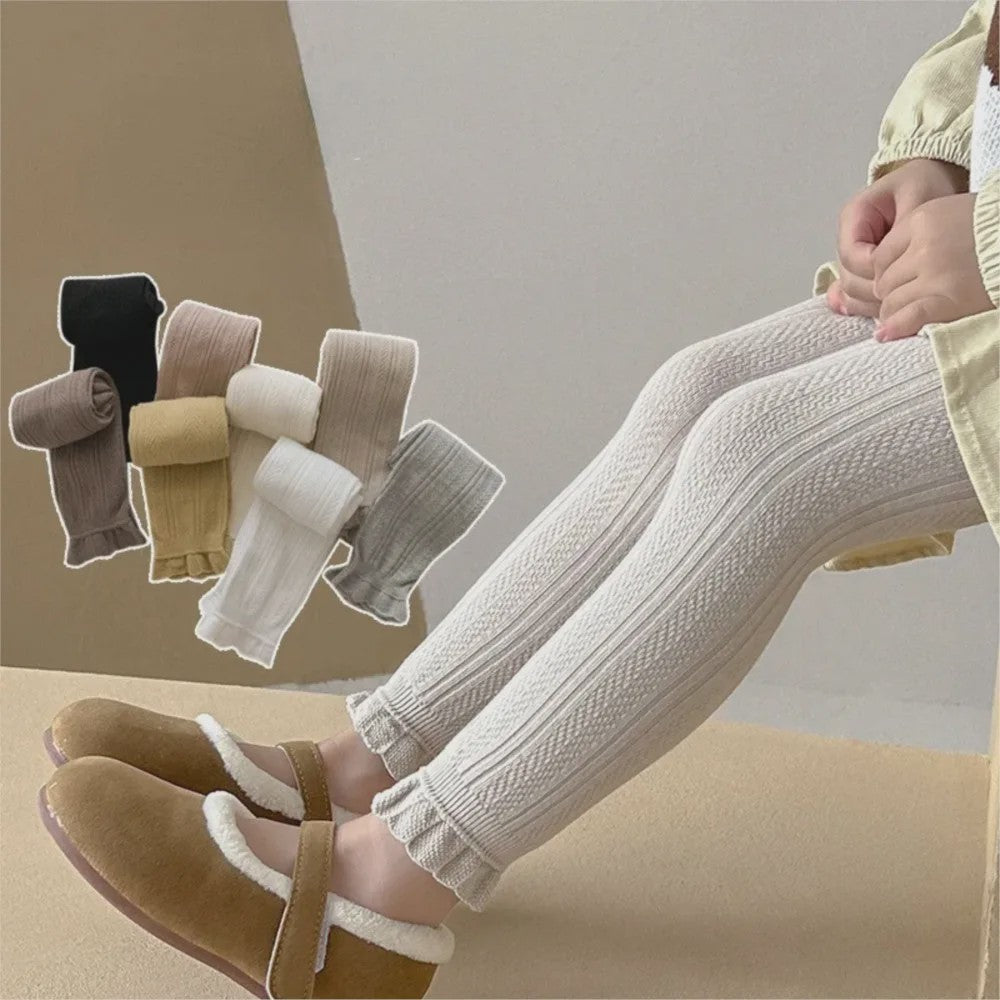 Schattige Katoenen Leggings voor Meisjes met Kant en Bloemendetail - 2-4 Jaar