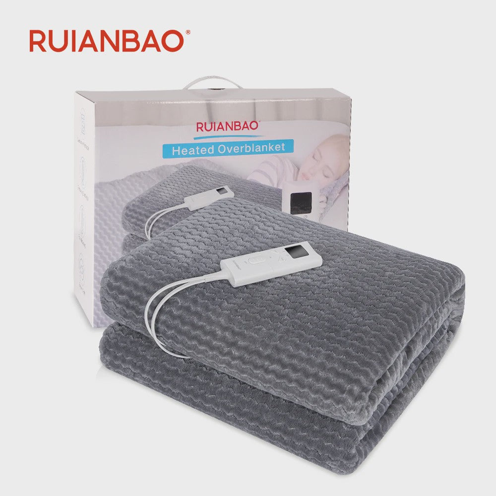 Elektrische Deken RUIANBAO 160x130cm - Verwarmde Plaid met 9 Warmtestanden & Timer