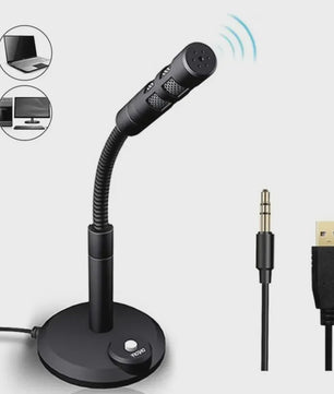 Mini USB Desktop Microfoon met 3.5mm Jack - Ideaal voor PC, Gaming & Opnames