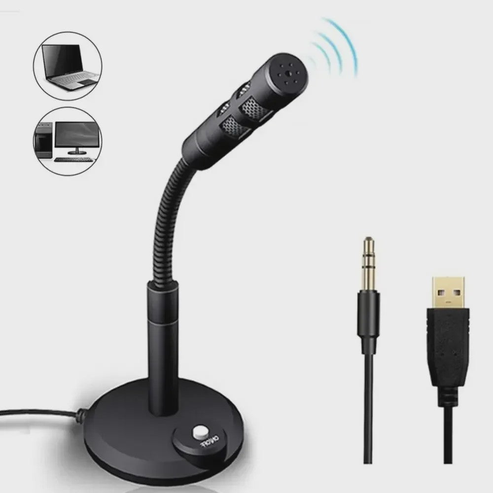 Mini USB Desktop Microfoon met 3.5mm Jack - Ideaal voor PC, Gaming & Opnames