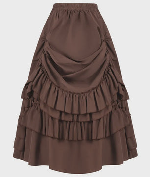 Victorian Victoriaanse Rok met Ruches - Hoge Taille, Gothic & Steampunk Stijl