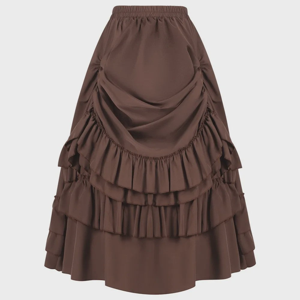 Victorian Victoriaanse Rok met Ruches - Hoge Taille, Gothic & Steampunk Stijl