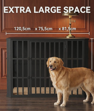 Luxe Houten Hondenkennel met Dubbele Deuren en Bovenklep - 120x75x81 cm