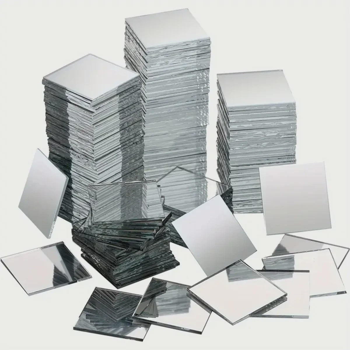 50x Mini Spiegeltegels Vierkant 3cm Glas Mozaïek voor Knutselen & Decoratie
