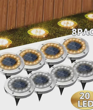 8/20 LED Solar Grondspots - Waterdichte Buitenverlichting voor Tuin, Pad & Terras