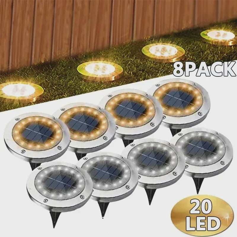 8/20 LED Solar Grondspots - Waterdichte Buitenverlichting voor Tuin, Pad & Terras