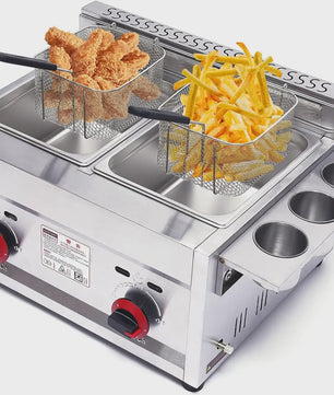 Professionele Gas Friteuse 12L Dubbele Tank RVS - Compact & Efficiënt