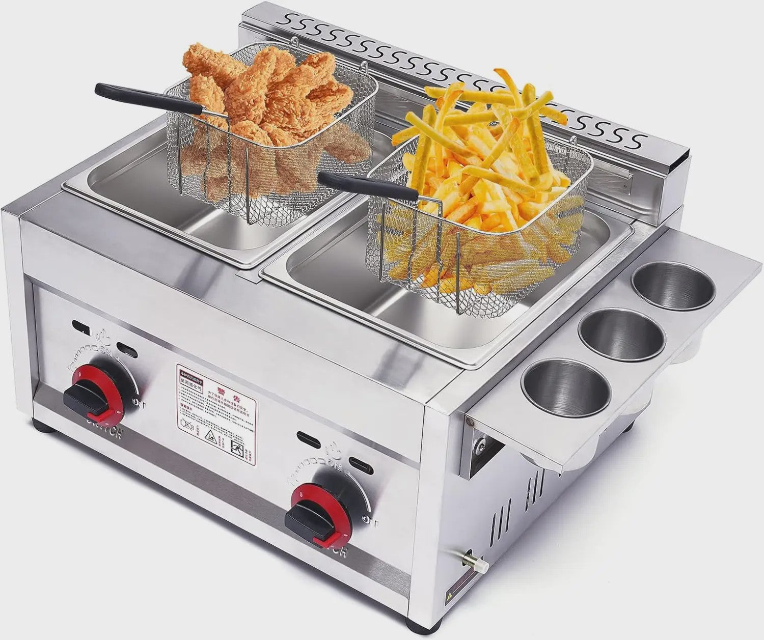 Professionele Gas Friteuse 12L Dubbele Tank RVS - Compact & Efficiënt