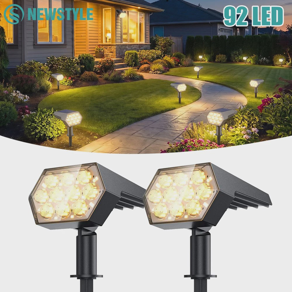 92 LED Solar Tuinspots - Waterdicht IP65, Buitenverlichting met Bewegingssensor