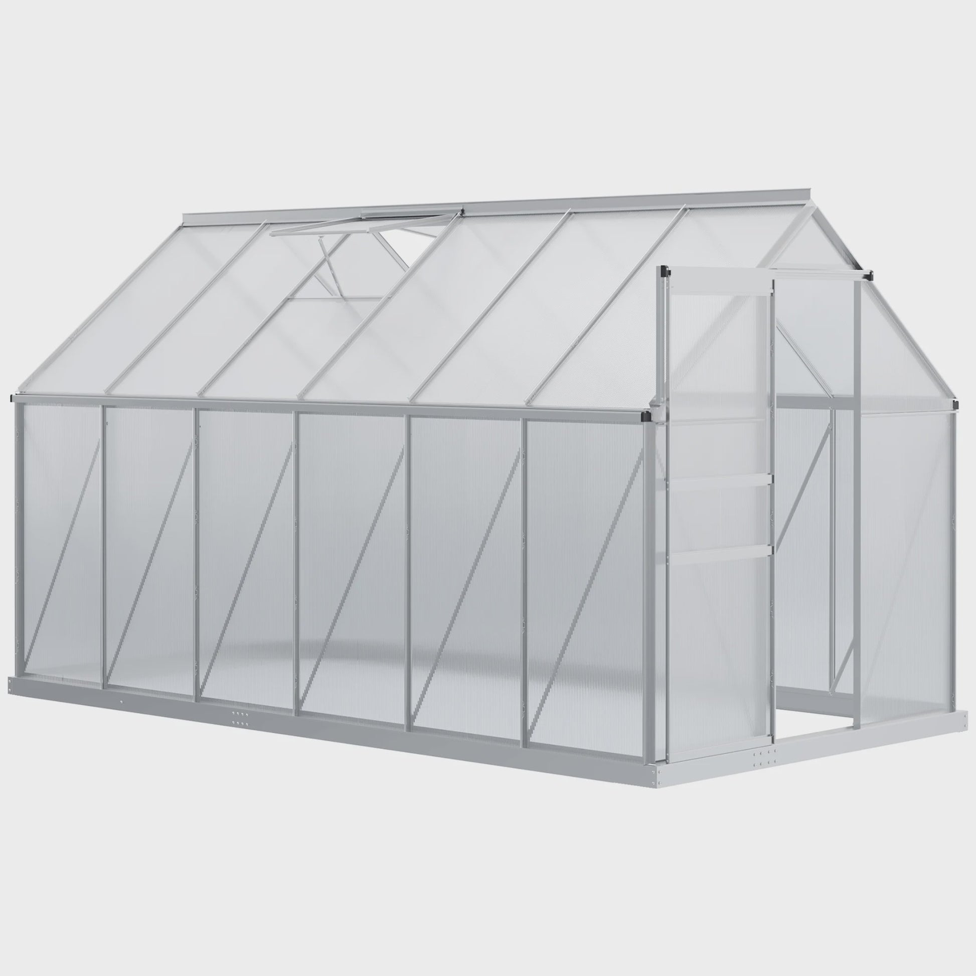 Outsunny Kassen 7,1 m² Aluminium Polycarbonaat met Fundering - Ruim en Duurzaam