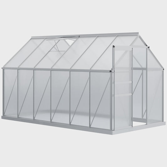 Outsunny Kassen 7,1 mÂ² Aluminium Polycarbonaat met Fundering - Ruim en Duurzaam