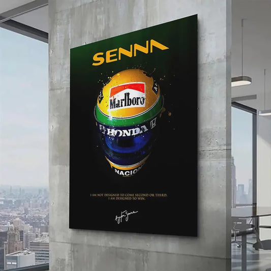 Iconische F1 Racer Helm Poster - Ayrton Senna Formule 1 Muurdecoratie