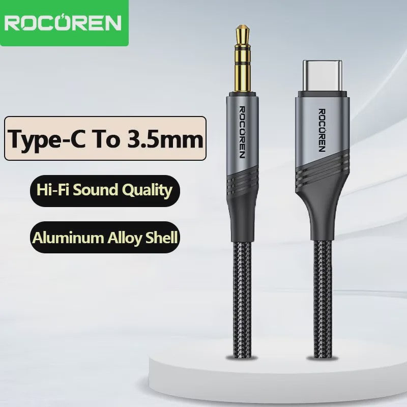 USB-C naar 3.5mm AUX Audiokabel - Hi-Fi Geluid voor Telefoon, Laptop & Auto