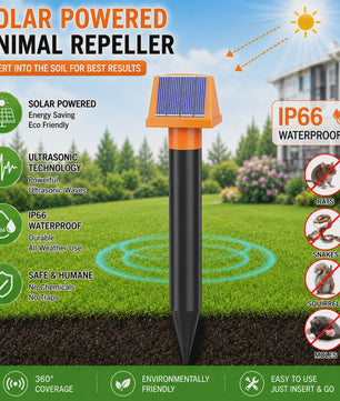 Solar Aangedreven Ongedierteverjager Mollen & Slangen - Waterdicht met LED & Buzzer