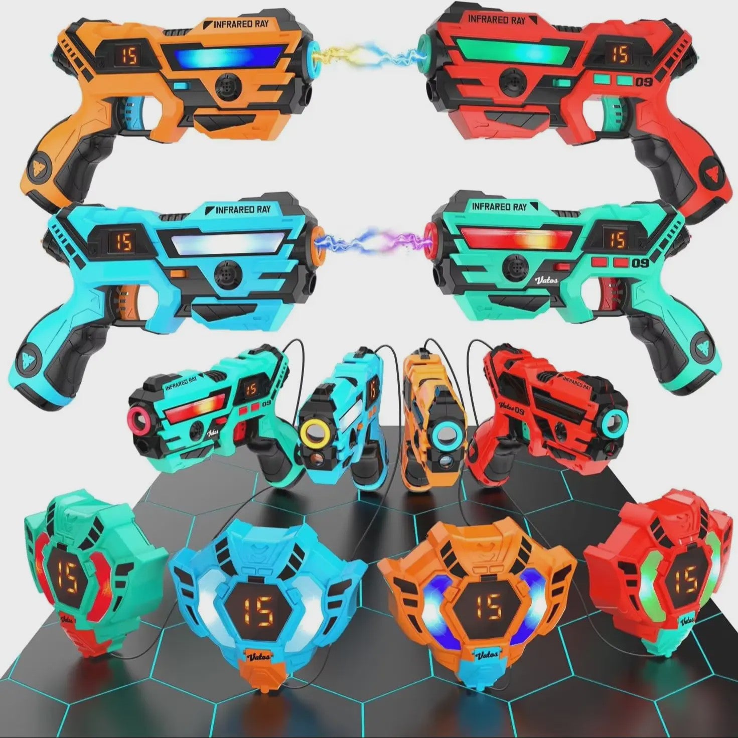 VATOS Laser Tag Pistolen Set voor 2-4 Spelers - Real-time Sync Schietspel Indoor/Outdoor Cadeau voor Kinderen