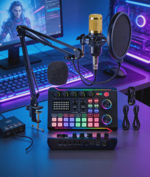 Professionele Livestream Microfoon Kit met Audio Interface, Arm en Popfilter