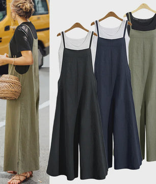 Dames Jumpsuit Zomer Mouwloos Katoen Linnen met Wijde Pijpen - Casual en Comfortabel