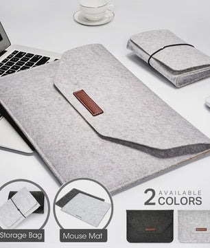 Luxe Vilt Laptop Sleeve - Beschermhoes voor MacBook & Notebooks (11-15.6 inch) - Inclusief Muismat