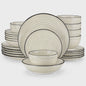 vancasso BONBON 24-delig servies set beige voor 6 personen - Handgeschilderd spiraalpatroon, magnetron- en vaatwasserbestendig
