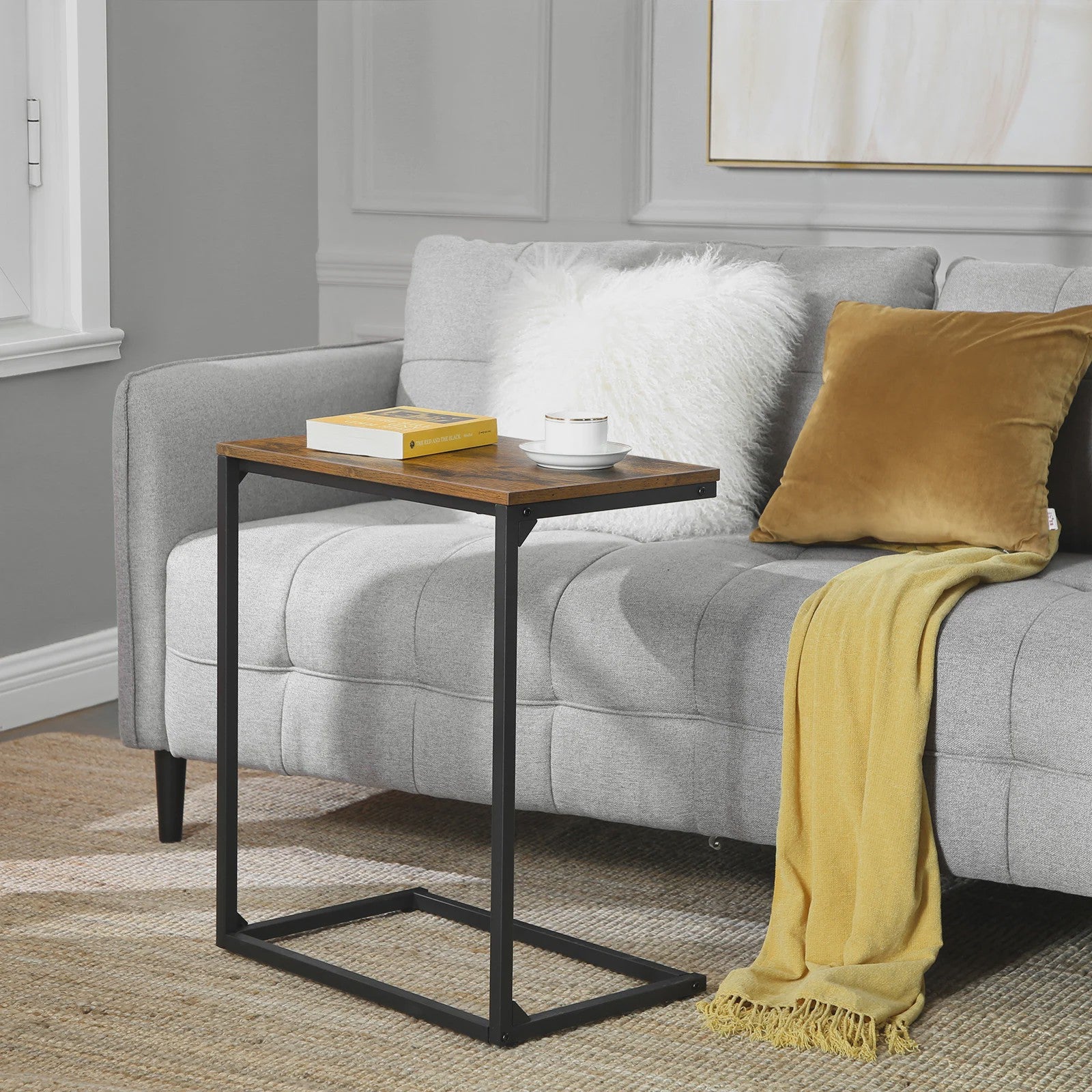 VASAGLE Bijzettafel voor Bank en Bed - Compacte Salontafel met Industrieel Design