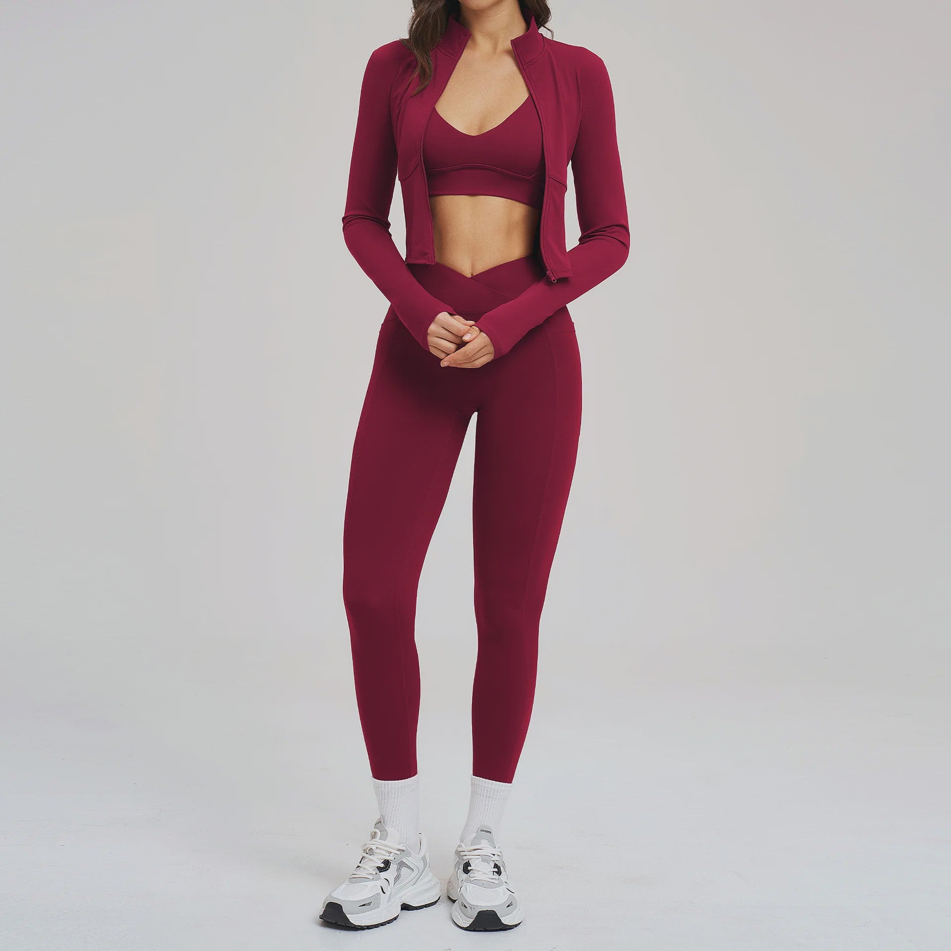 3-delige Yogaset Dames: Long Sleeve Top, Sport BH & Legging