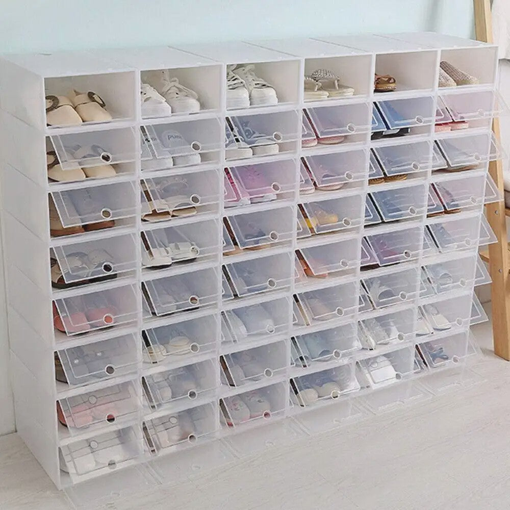 Set van 20/24 Opvouwbare Schoenenboxen - Stapelbaar & Transparant
